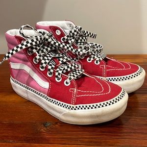 Pink and red with checkers vans